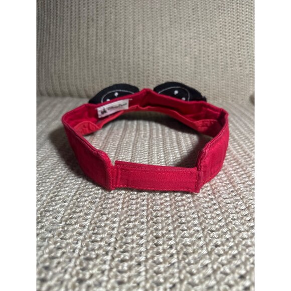 Disney Parks Minnie Mouse Red & Black Polka Dot Bow Visor Adult Size Adj Strap - Picture 3 of 6